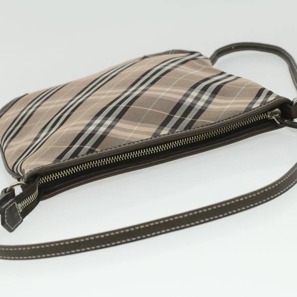 BURBERRY Nova Check Shoulder Bag Nylon Brown Auth ac1710 - Picture 6 of 16